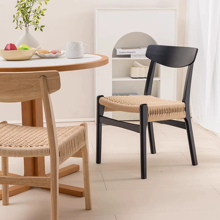 Retro Seil gestrickt Esszimmerstuhl Wabi Wind Massivholz Rückenlehne Stuhl Designer kreativ nordischen japanischen Freizeitstuhl