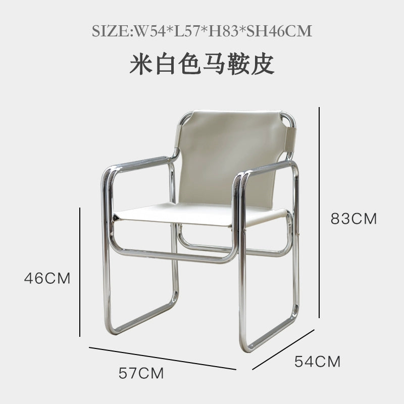 Esszimmerstuhl aus Sattelleder im nordischen Industriestil, leichter Luxus, High Sense, Home Master Chair, mittelalterliche Eisenkunst 