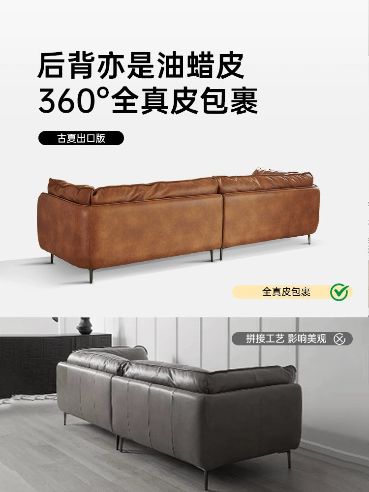 Nordic Retro Oil Wax Cloth Hug Sofa Simple Medium and Ancient Style Small Apartment Living Room HUG Straight Row Three-person Sofa