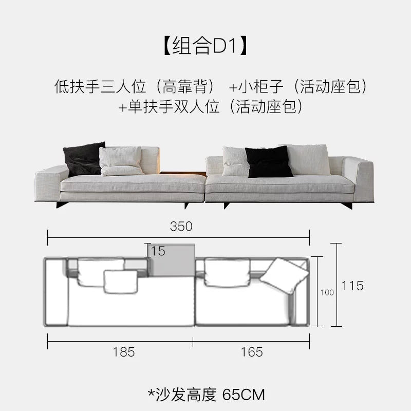 Italian Minimalist Designer Suspended Fabric Leather Villa Large Flat-floor Apartment ROGER Roger Sofa 2022