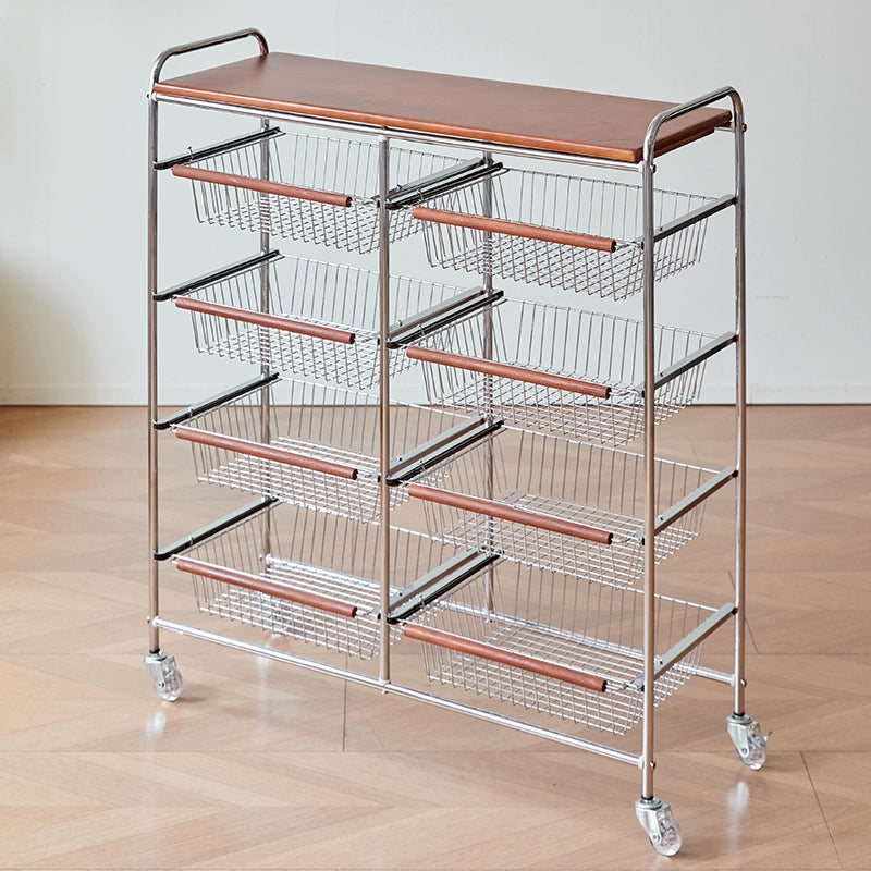 Lagerwagen im mittelalterlichen Stil, Schmiedeeisen-Bodenregal, Wohnzimmer, Haushalt, mehrschichtiges Snack-Gemüseregal 