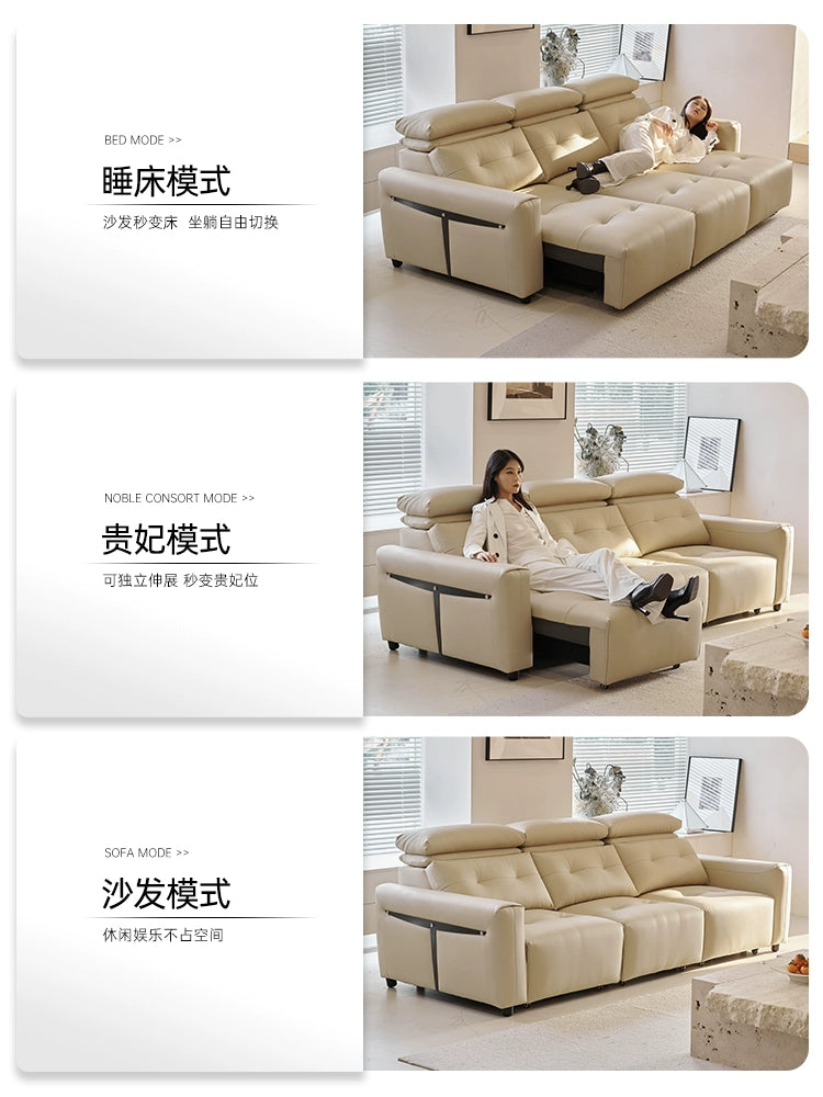 Italian Minimalist Electric Sofa Small Apartment Living Room Adjustable Function Sofa Bed High-end Zero Wall Straight Sofa