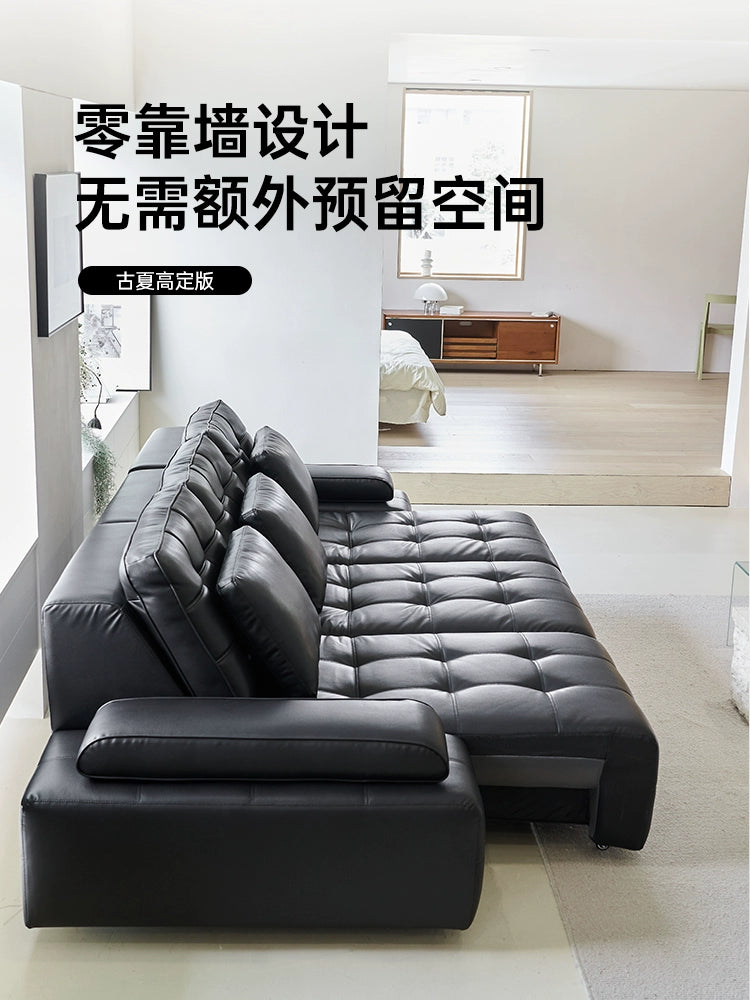 Lawrence Electric Sofa Italian Minimalist Living Room Zero Against The Wall Straight Row Adjustable Leather Retractable Function Sofa Bed