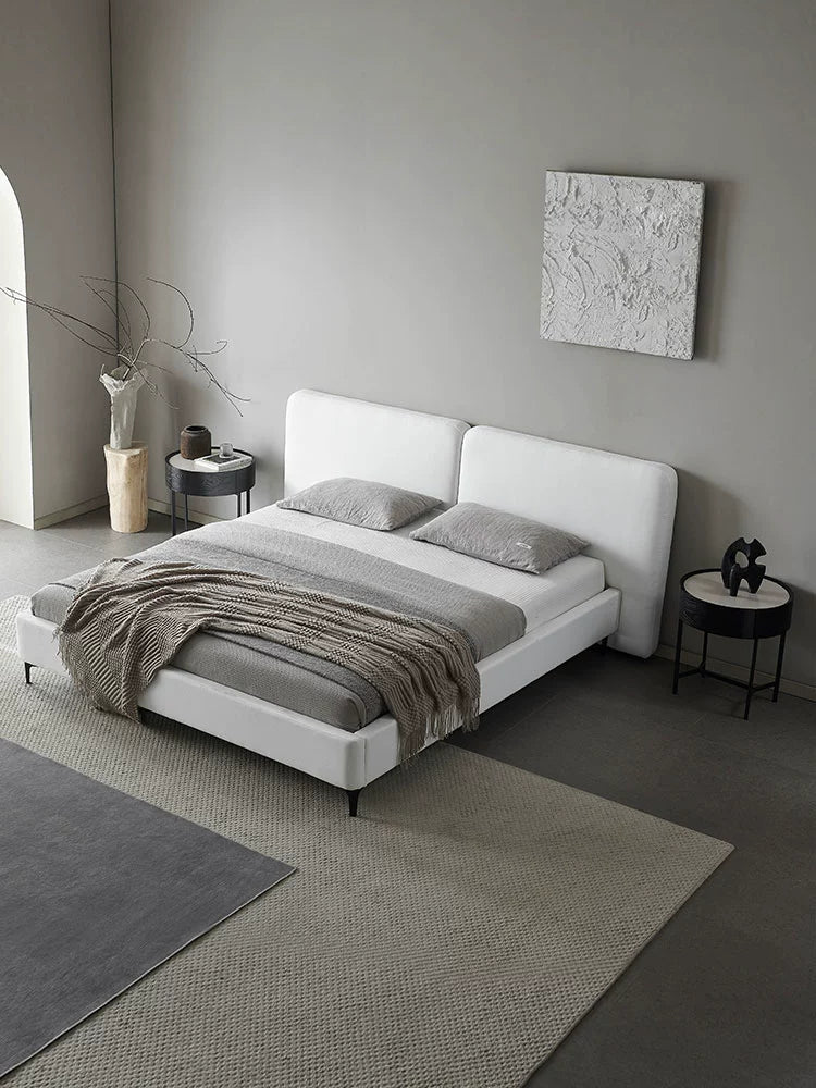 Italian Minimalist Master Bedroom Bed Modern Minimalist Bedroom 1.8 Meters Double Soft Bag Fabric Leather Light Luxury Bed Wedding Bed