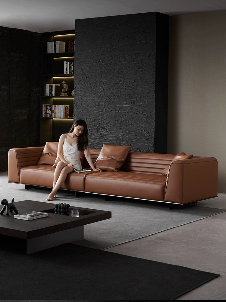 Italian Minimalist Designer Suspended Fabric Leather Villa Large Flat-floor Apartment ROGER Roger Sofa 2022