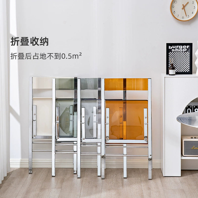 Klappbarer Esszimmerstuhl aus Acryl mit transparenter Rückenlehne, Hocker im Ins Popularins-Stil, einfacher nordischer Freizeitstuhl 
