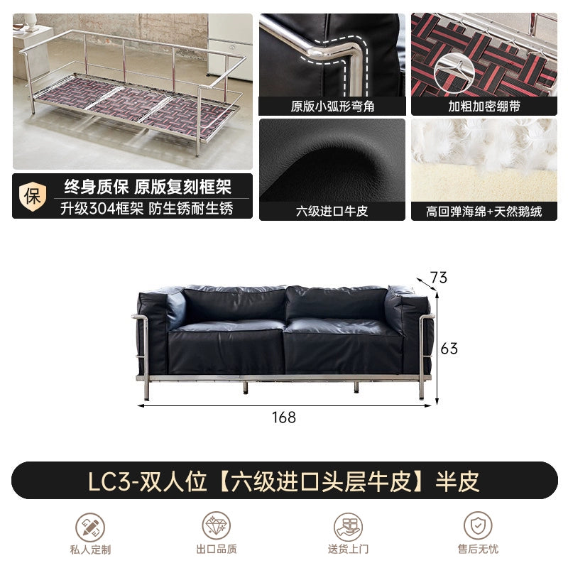 Medieval Bauhaus LC3 Sofa Living Room Balcony Designer Office Negotiation First Layer Cowhide Sofa