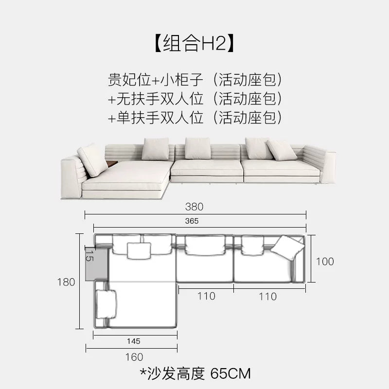 Italian Minimalist Designer Suspended Fabric Leather Villa Large Flat-floor Apartment ROGER Roger Sofa 2022