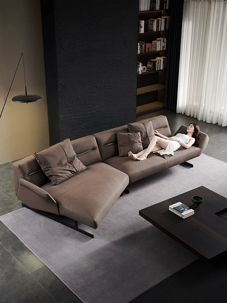 Nordic Modern Light Luxury First-layer Leather Sofa Italian Small Apartment Living Room Simple Creative Designer Special-shaped Sofa