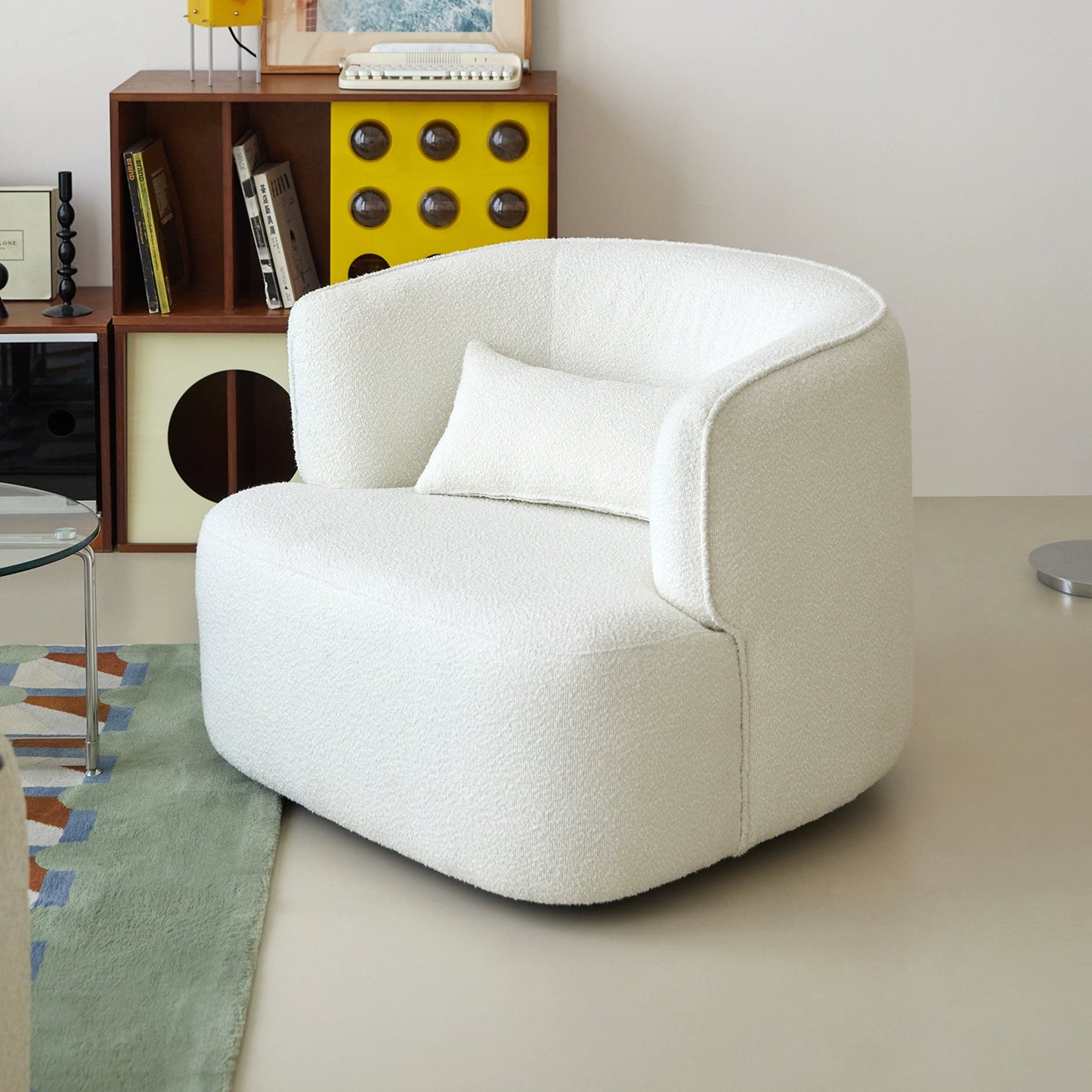 Lässiger Einzelsofastuhl, cremefarben, Wind, faules Sofa, Wohnzimmer, mittelalterliches Ins, minimalistisches Design, Einzelstuhl 