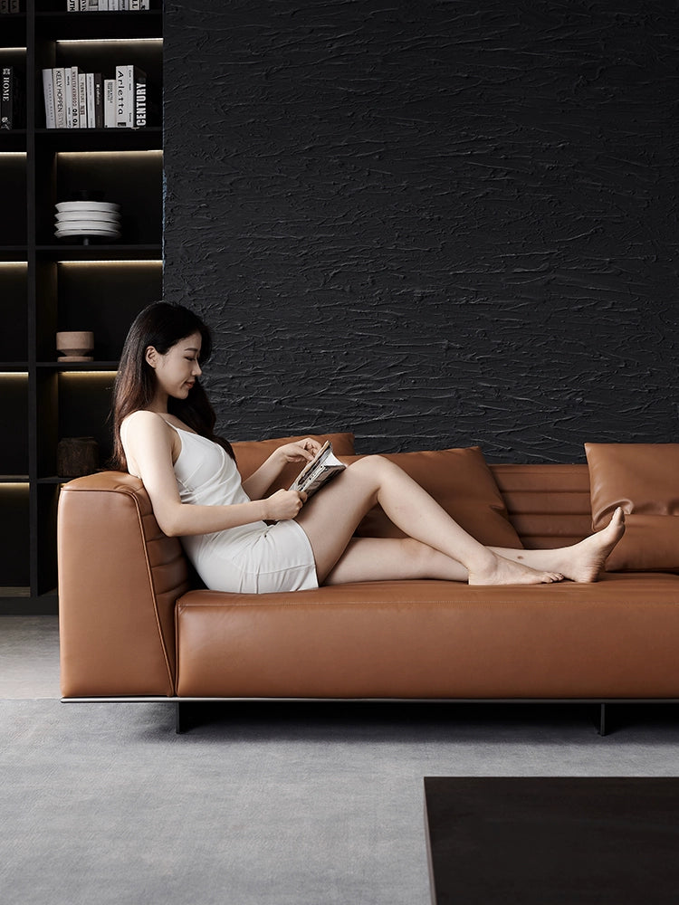 Italian Minimalist Designer Suspended Fabric Leather Villa Large Flat-floor Apartment ROGER Roger Sofa 2022