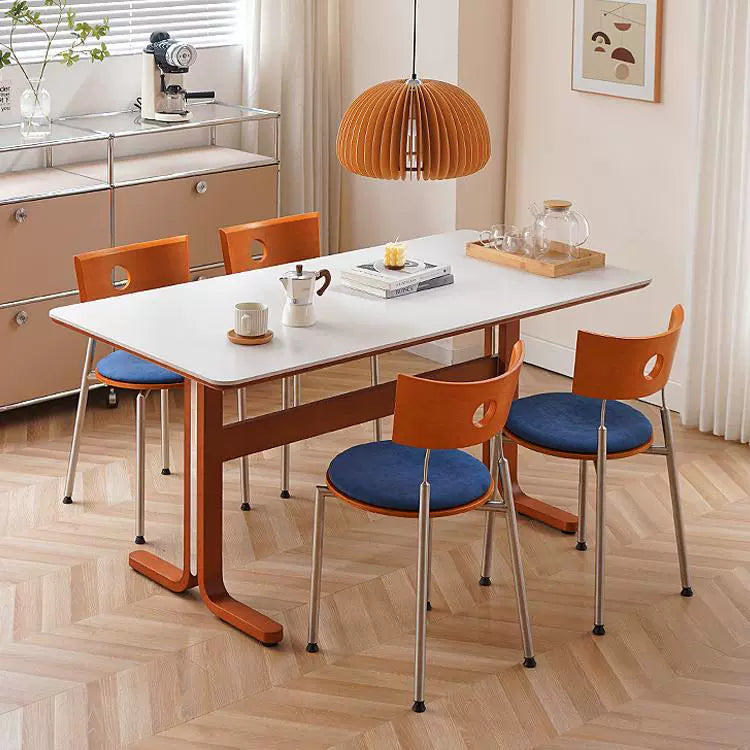 Esstisch aus massivem Holz, Steinplatte, mittelalterlicher nordischer Esstisch, moderner, schlichter quadratischer Tisch für den Haushalt, leichter Luxus und fortschrittlich 