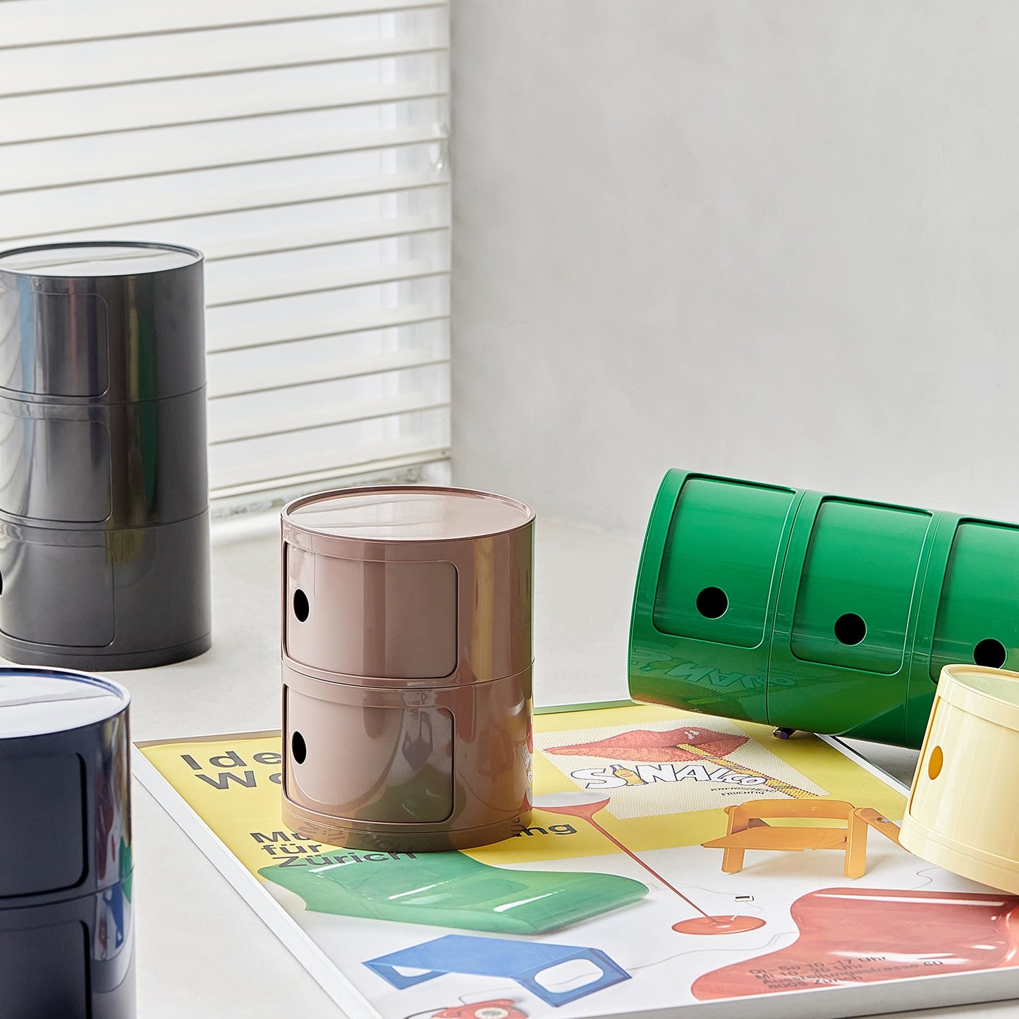 Nachttisch im nordischen Stil Kinderzimmer Kleiner runder Spind Haushaltswohnzimmer Umweltfreundlicher Kunststoffschrank Nachttisch 