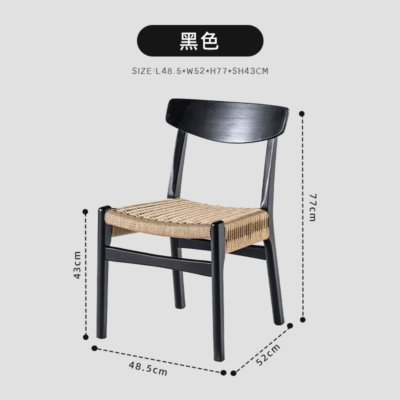 Retro Seil gestrickt Esszimmerstuhl Wabi Wind Massivholz Rückenlehne Stuhl Designer kreativ nordischen japanischen Freizeitstuhl