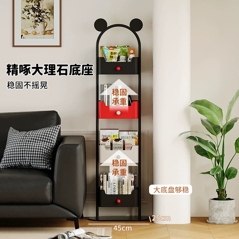 Bodenhohes Bücherregal Wohnzimmer Zuhause Mehrschichtiges Schmiedeeisenregal an der Wand Kreativer Kinder-Eckschrank 