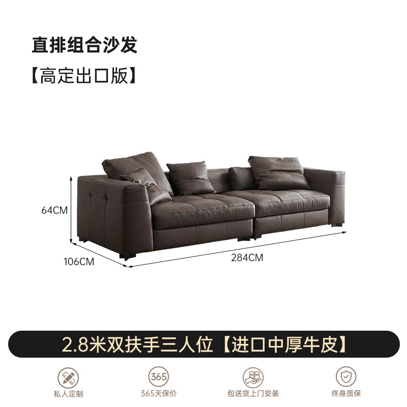 Italian Light Luxury Blaze Sofa Modern High-end Villa Living Room Size Apartment Leather Sofa Straight Combination