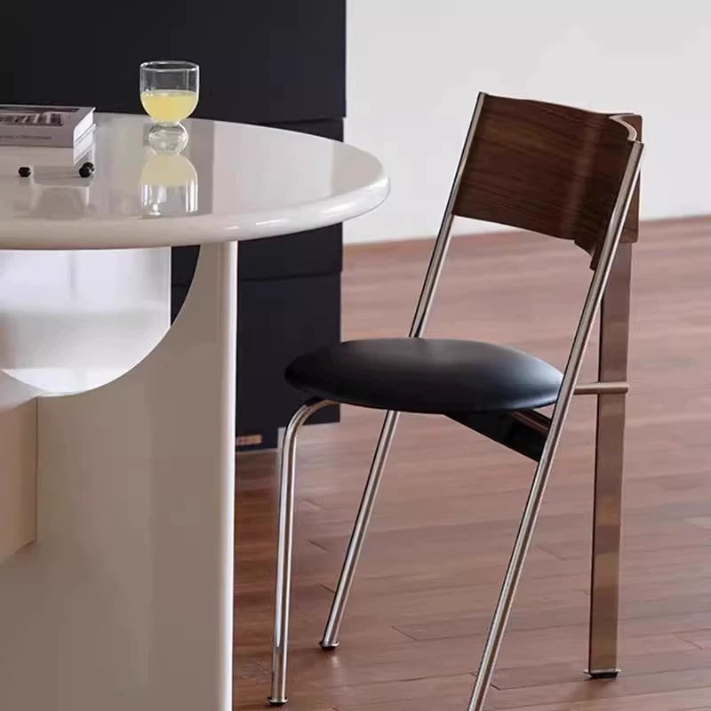 Retro massivholz esszimmerstuhl edelstahl designer h stuhl hause licht luxus high-end-Ins Beliebte rückenlehne hocker 