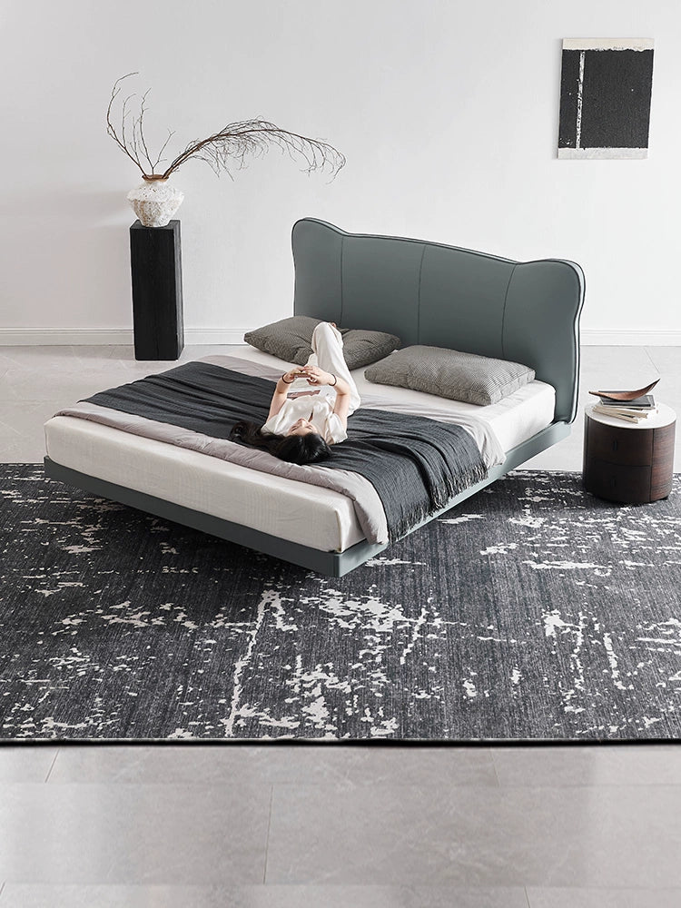 Italian Light Luxury Double Bed 1.8 Meters Master Bedroom Bed Modern Simple Wedding Bed Real Cowhide High-end Atmospheric Soft Bed