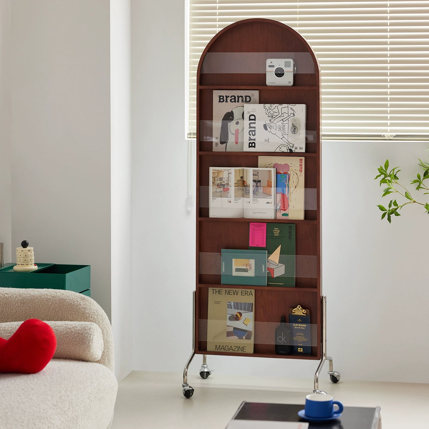 Zeitschriftenständer Multifunktionaler Ganzkörperspiegel Retro-Zeitungsständer aus Massivholz vom Boden bis zur Decke Beweglicher Ganzkörperspiegel 