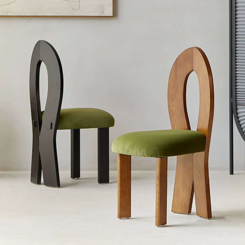 Mittelalterlicher Esszimmerstuhl, Designer-Meerjungfrauenstuhl aus Massivholz, Vintage-Wabi-Sabi-Wind, nordischer Ankleidestuhl 