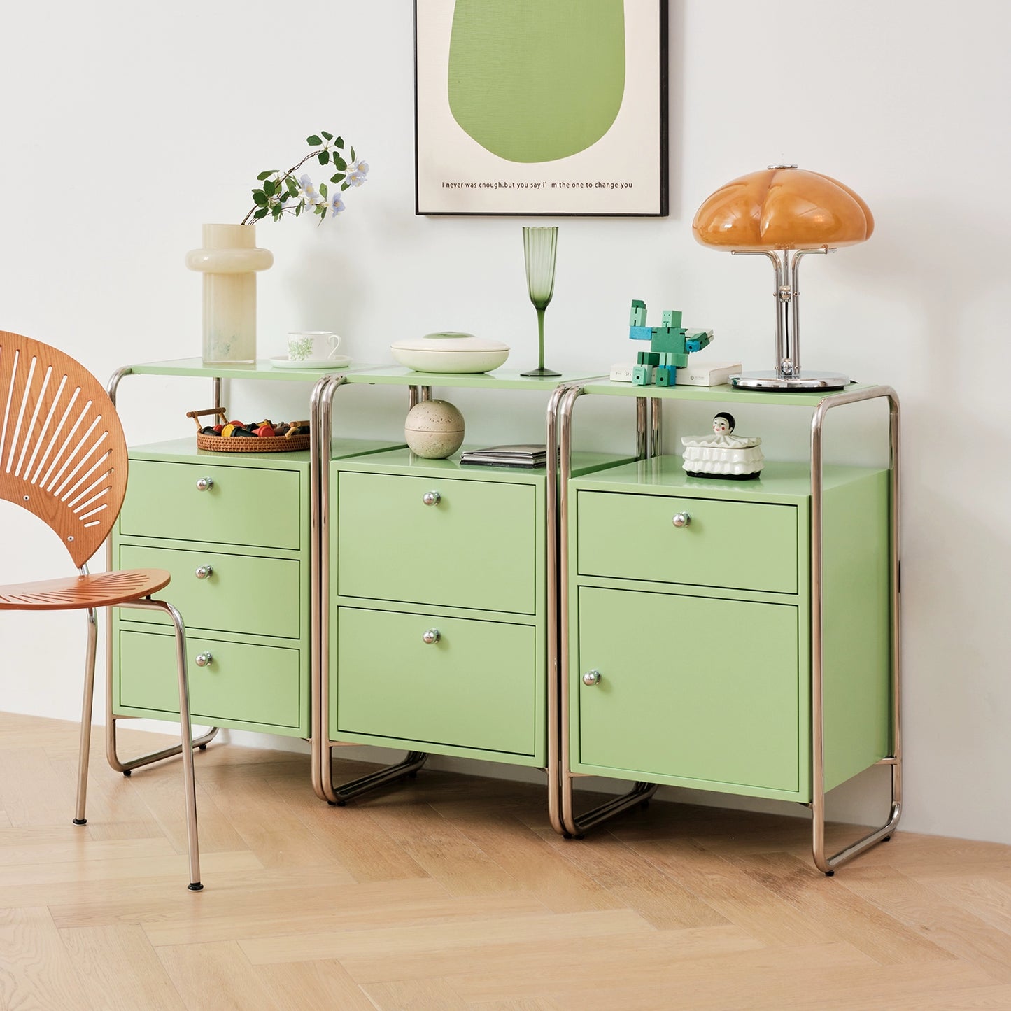 Kreativer mittelalterlicher Haushalts-Nachttisch, Aktenschrank aus Edelstahl, Wohnzimmer-Aufbewahrungsschrank, Sofa-Aufbewahrungs-Seitenschrank 