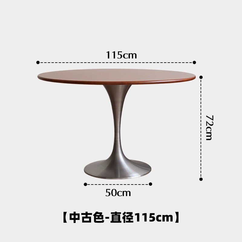 Nordic Retro Esstisch Haushalt High-End Massivholz Runder Tisch Mittelalter Designer Tulpentisch Wabi Sandy Wind 