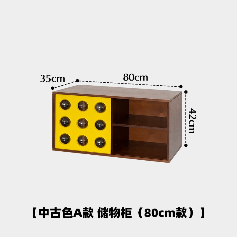Mittelalterlicher Massivholz-Lagerschrank, Designer, kreativer Sofa-Seitenschrank, Marine-Board, leichter Luxus-Nachttisch 