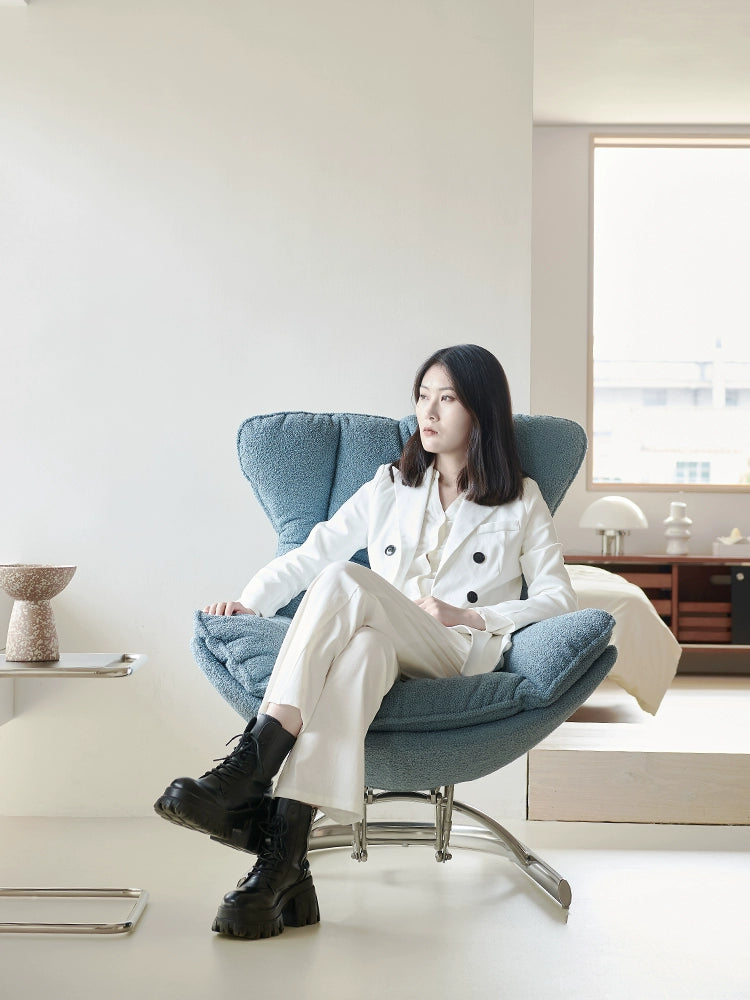 Nordic Snail Rocking Chair Recliner Modern Simple Fabric Leisure Chair Living Room Home Balcony Single Sofa Chair