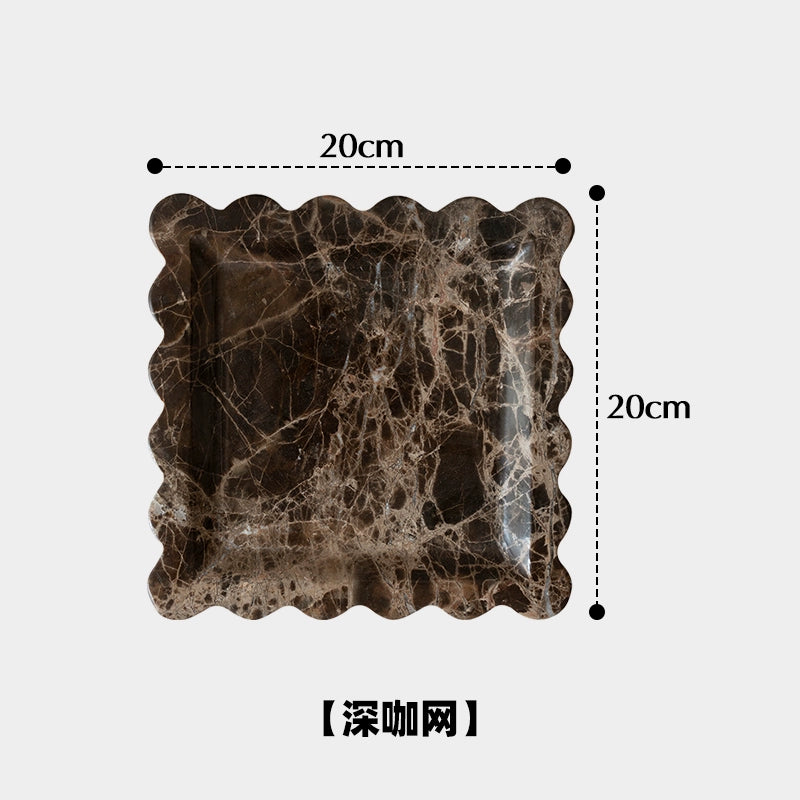 Marmortablett Wabi-Sabi Schmuck Aufbewahrungstablett Aromatherapie Regal Gelb Travertin Französisches Ornament 