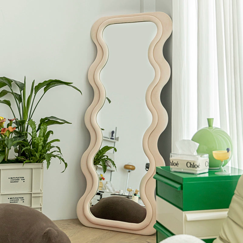 Full-length Mirror Floor-to-ceiling Ins Wind Retro Full-length Mirror Home Living Room Decoration Clothing Store Wave Mirror