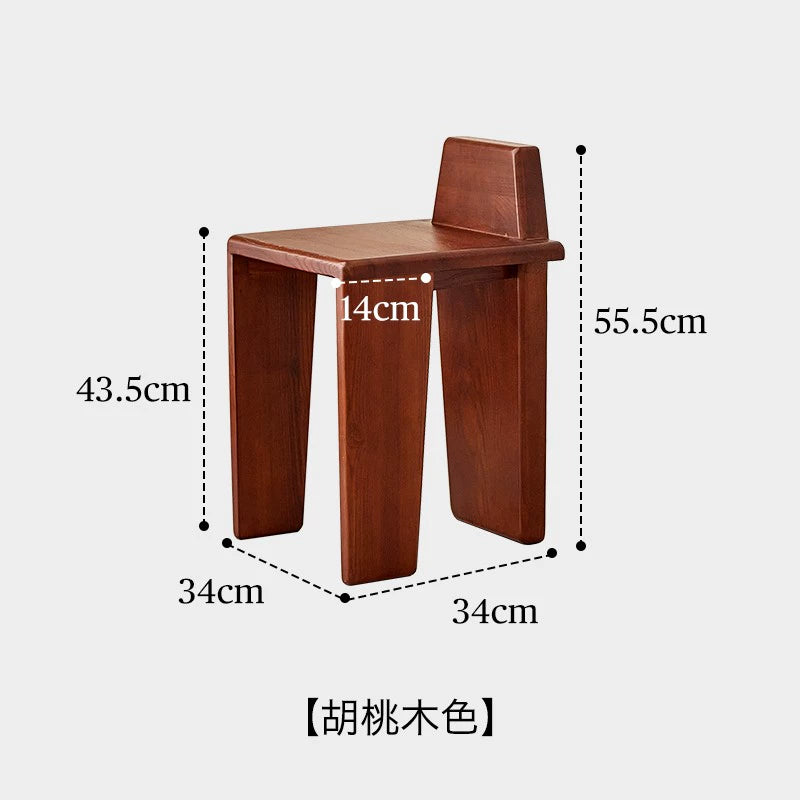 Mittelalterlicher Massivholzhocker Nordischer Designer-Esszimmerhocker Haushalts-Wabi-Wind-Ankleidehocker einfacher Esszimmerstuhl 
