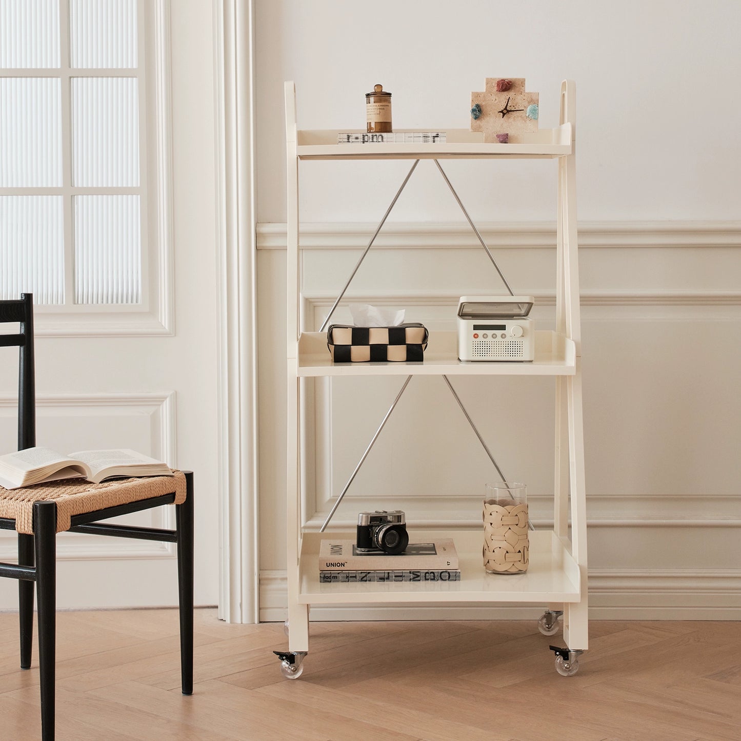 Mehrschichtiger Aufbewahrungsrand, Eckablage, herausnehmbarer Aufbewahrungskorb, nordischer Stil, Ins Popularins, transparenter Trolley 