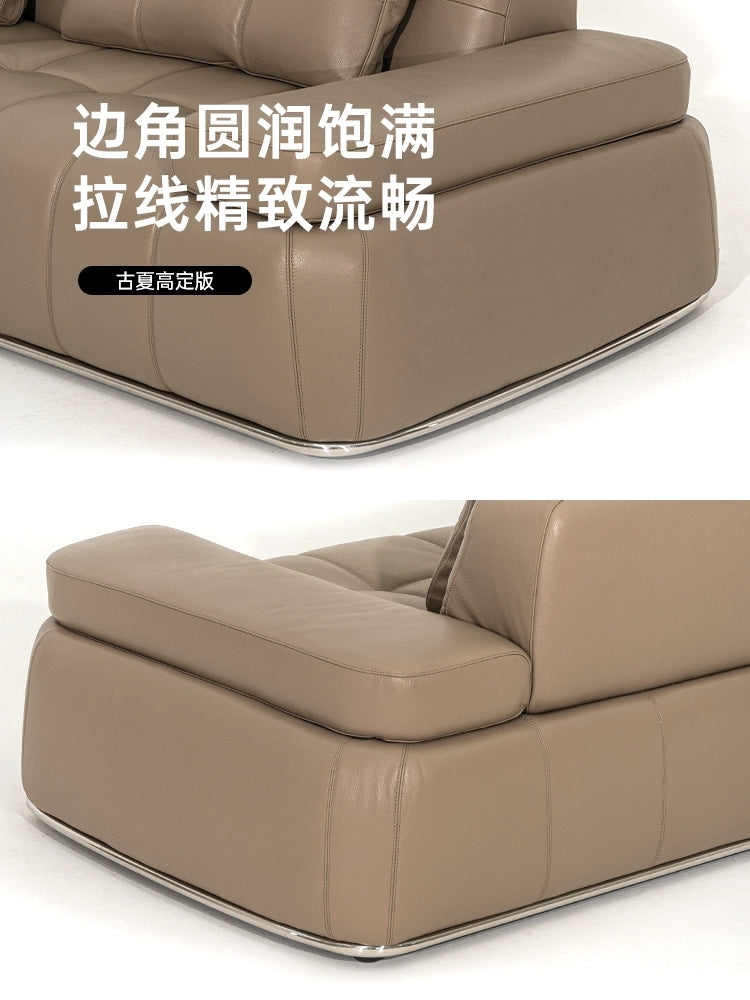 Italian Light Luxury 2025 New Lawrence Sofa Large Flat Living Room Minimalist Leather Straight Row High Backrest Sofa