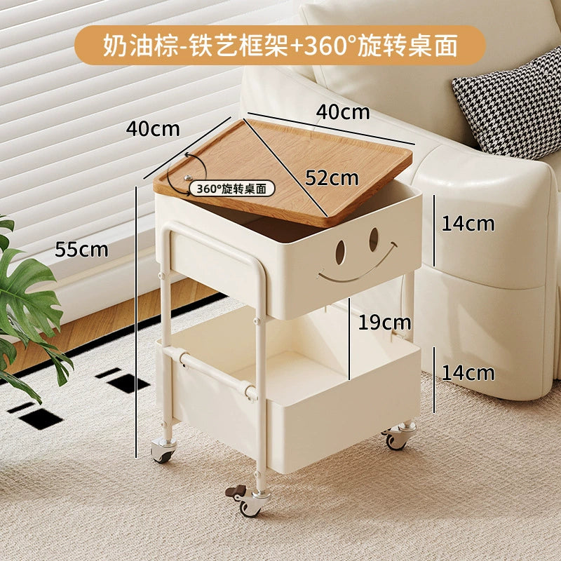 Mobiler Nachttisch, Kreativer Creme-Wind-Sofa-Beistelltisch, Paar Kleine Kinderschlafzimmer-Nachttische, Haushalt (Farbe : A)