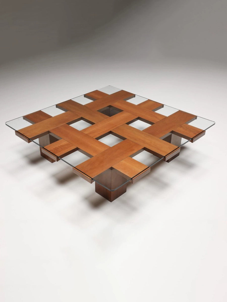 Dänischer mittelalterlicher südamerikanischer Teakholz-ultraweißer Glas-Massivholz-quadratischer Couchtisch Retro-Heim-Großwohnungs-Designer 