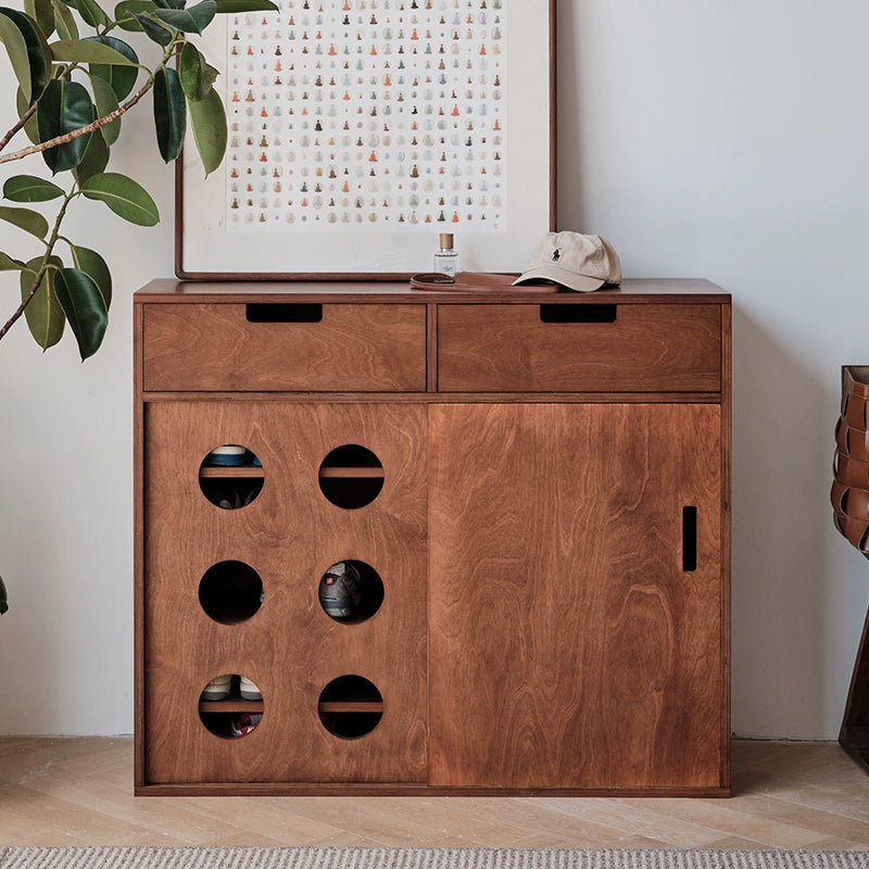 Mittelalterlicher Lagerschrank aus Massivholz in Ozeanbrett-Weinschrank, Eingangs-Schuhschrank, Mehrschichtbrett, Esszimmer-Seitenschrank 