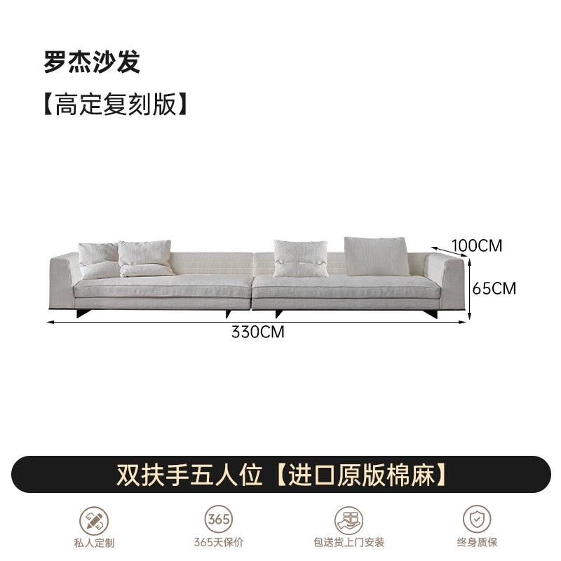 Italian Minimalist Designer Suspended Fabric Leather Villa Large Flat-floor Apartment ROGER Roger Sofa 2022