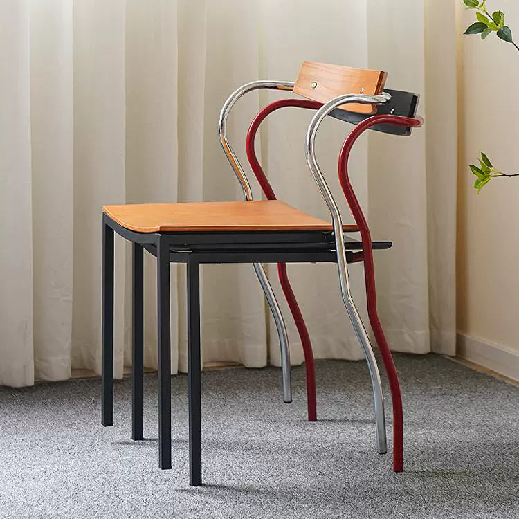 Einfacher Designer-Esszimmerstuhl, mittelalterlicher künstlerischer Stuhl, Schmiedeeisen, Massivholz, Café, Restaurantstuhl, Freizeit 