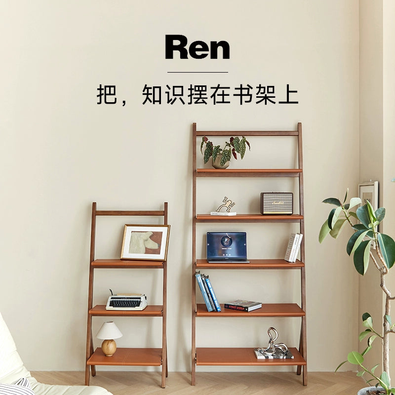 Bücherregal aus Sattelleder, mittelalterliches Replika-Regal, deckenhoher mehrschichtiger Lagerschrank, Wandregal aus Massivholz, Wohnzimmer 