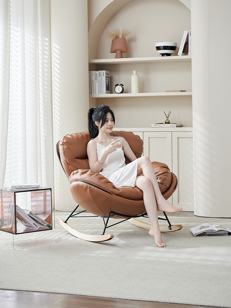 Nordic Designer Rocking Chair Adult Recliner Modern Lazy Sofa Rocking Chair Balcony Home Leisure Ins Popular Chair