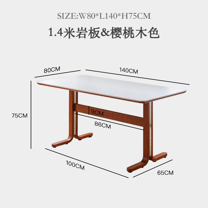 Esstisch aus massivem Holz, Steinplatte, mittelalterlicher nordischer Esstisch, moderner, schlichter quadratischer Tisch für den Haushalt, leichter Luxus und fortschrittlich 