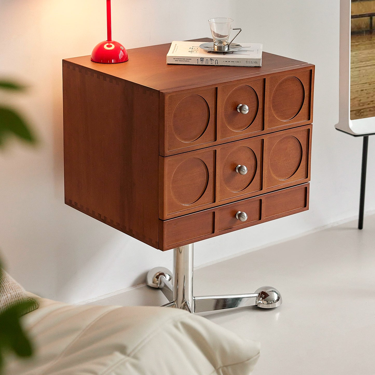 Mittelalterlicher Nachttisch aus Massivholz, Haushalts- und Schlafzimmerschrank, leichter Luxus, High-End-Seitenschrank, Regal, Kreativität 