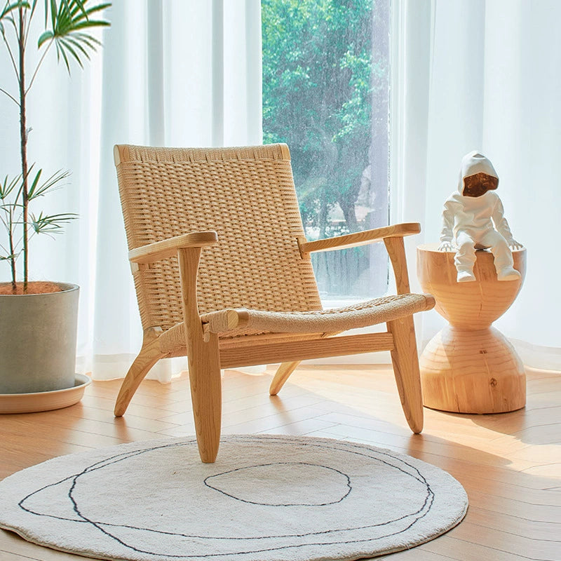 Rattan Sofa Stuhl Nordic Freizeit Stuhl Massivholz Zurück Stuhl Balkon Mittelalterlichen Log Wabi-sabi Wind 