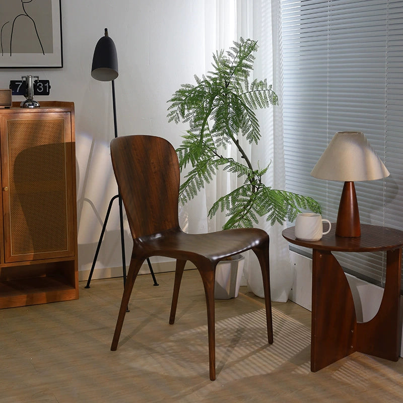 Eureka-Stuhl, nordamerikanischer schwarzer Nussbaum, reines Massivholz, Vollzapfen- und Zapfen-Esszimmerstuhl, leichter Luxus-Designerstuhl 