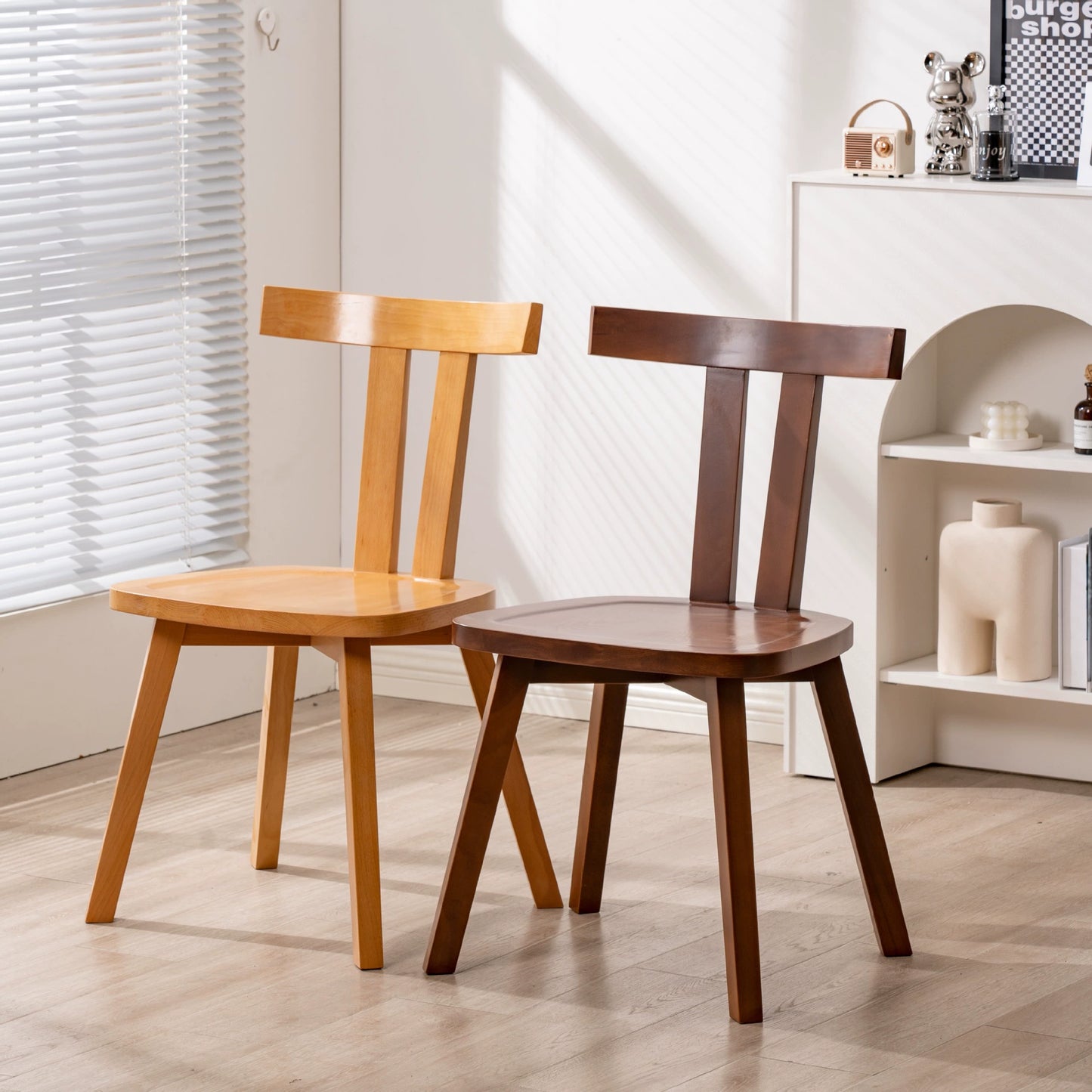 Einfacher Massivholzstuhl Designer Cafe Mittelalterliche Rückenlehne Freizeitstuhl ins Wabi Sabi Hocker 