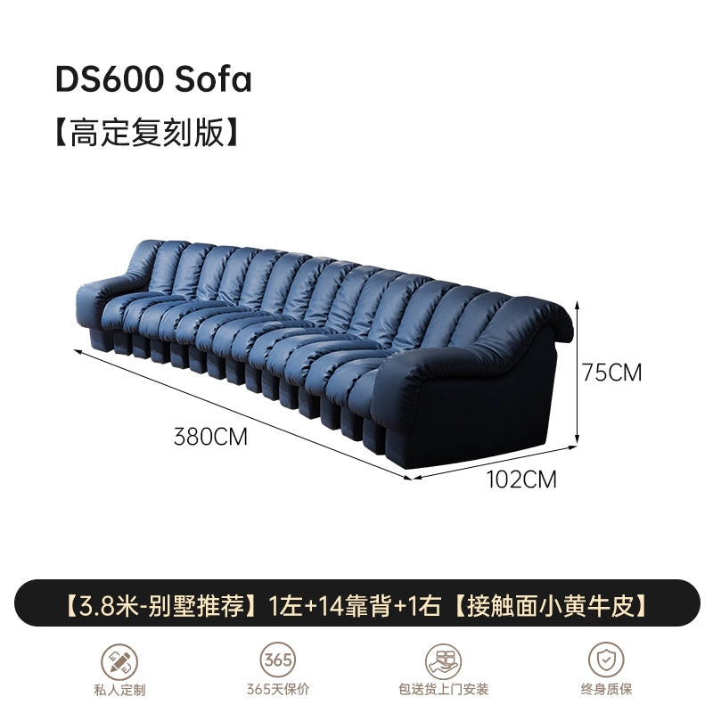 Italian Light Luxury Leather Snake Sofa DS600 Curved Sofa Villa Large Flat Layer Designer Module Combination