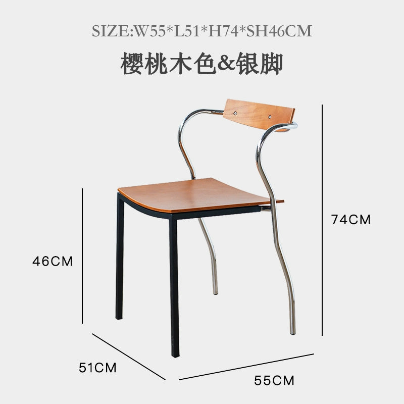 Einfacher Designer-Esszimmerstuhl, mittelalterlicher künstlerischer Stuhl, Schmiedeeisen, Massivholz, Café, Restaurantstuhl, Freizeit 