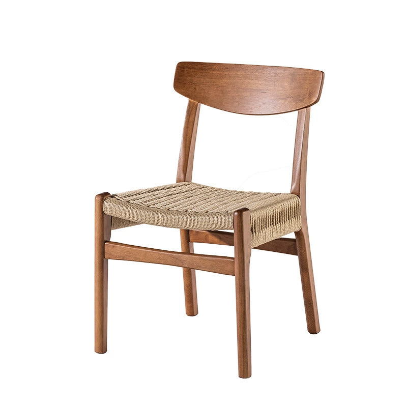 Retro Seil gestrickt Esszimmerstuhl Wabi Wind Massivholz Rückenlehne Stuhl Designer kreativ nordischen japanischen Freizeitstuhl