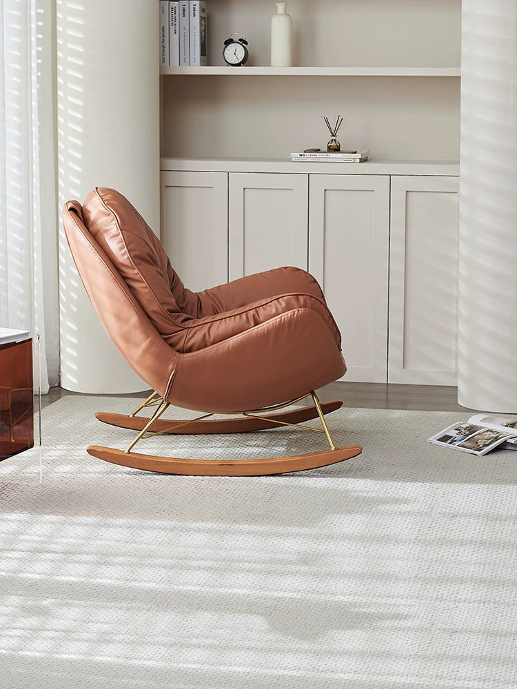 Ins Popular Rocking Chair Cream Wind Single Sofa Recliner Modern Living Room Bedroom Balcony Leather Lazy Leisure Rocking Chair