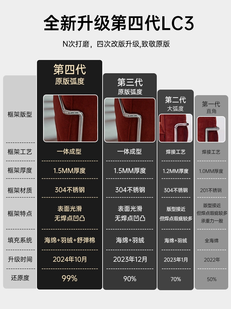 LC3 Sofa Corbusier Medieval Wabi-sabi Living Room Corduroy Fabric Single Sofa